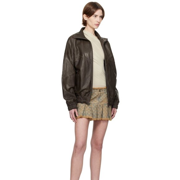 SOLD - NWT Size 32 MISBHV Pleated Blue Denim Monogram Miniskirt - Picture 4 of 5